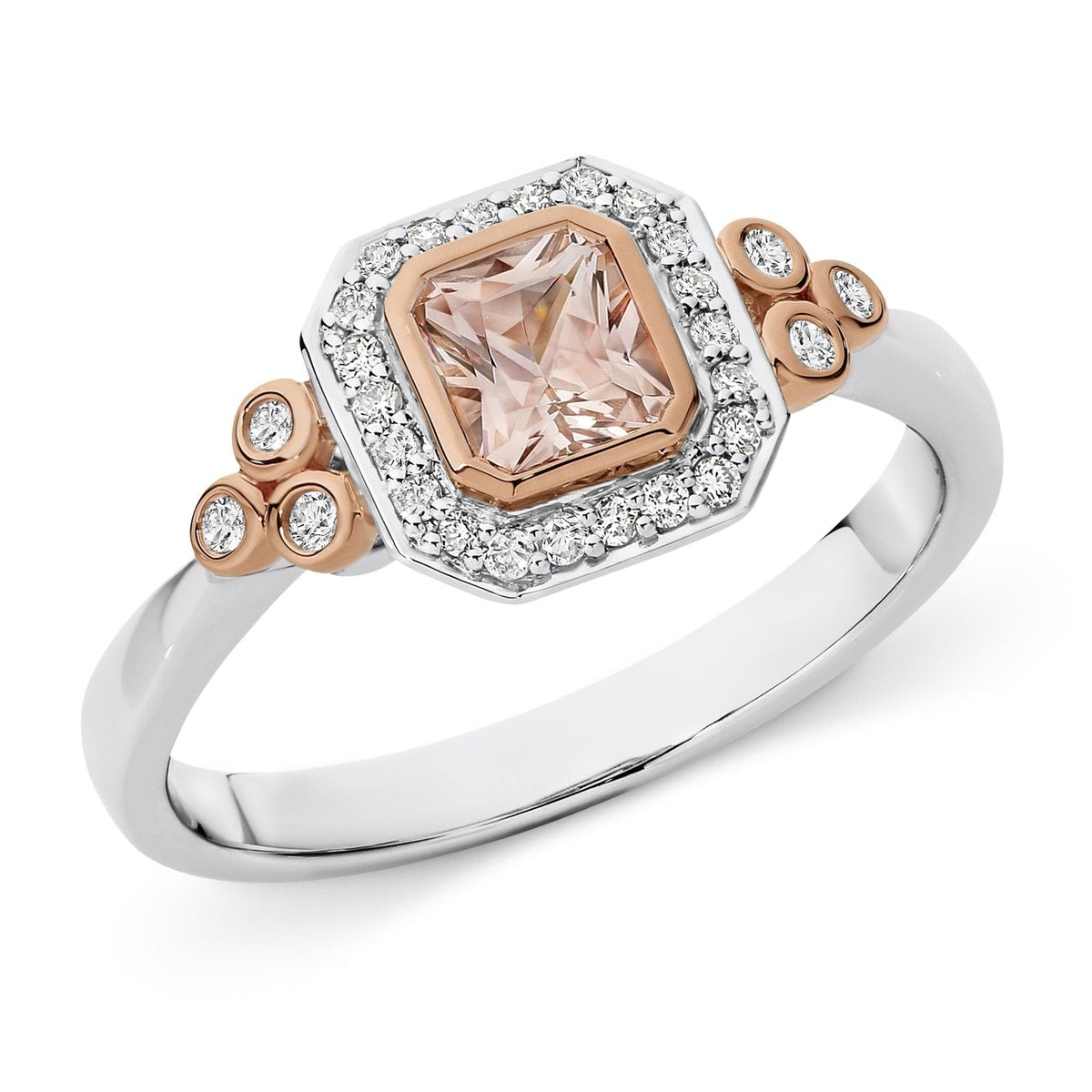 0.47ct Morganite & 0.17ct Diamond in 9ct White & Rose Gold