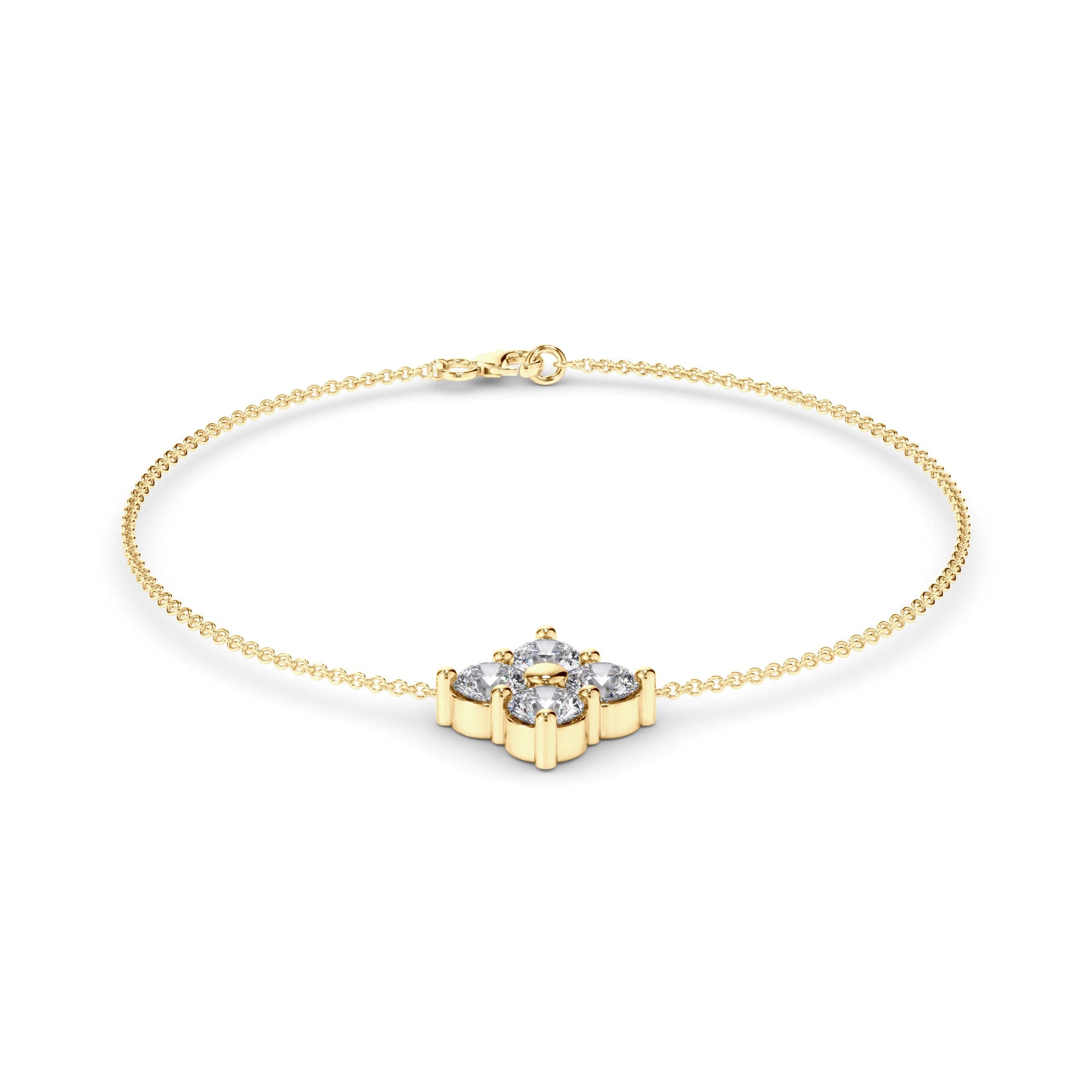 Round Brilliant Cut Laboratory Grown Diamond Clover Style Bracelet
