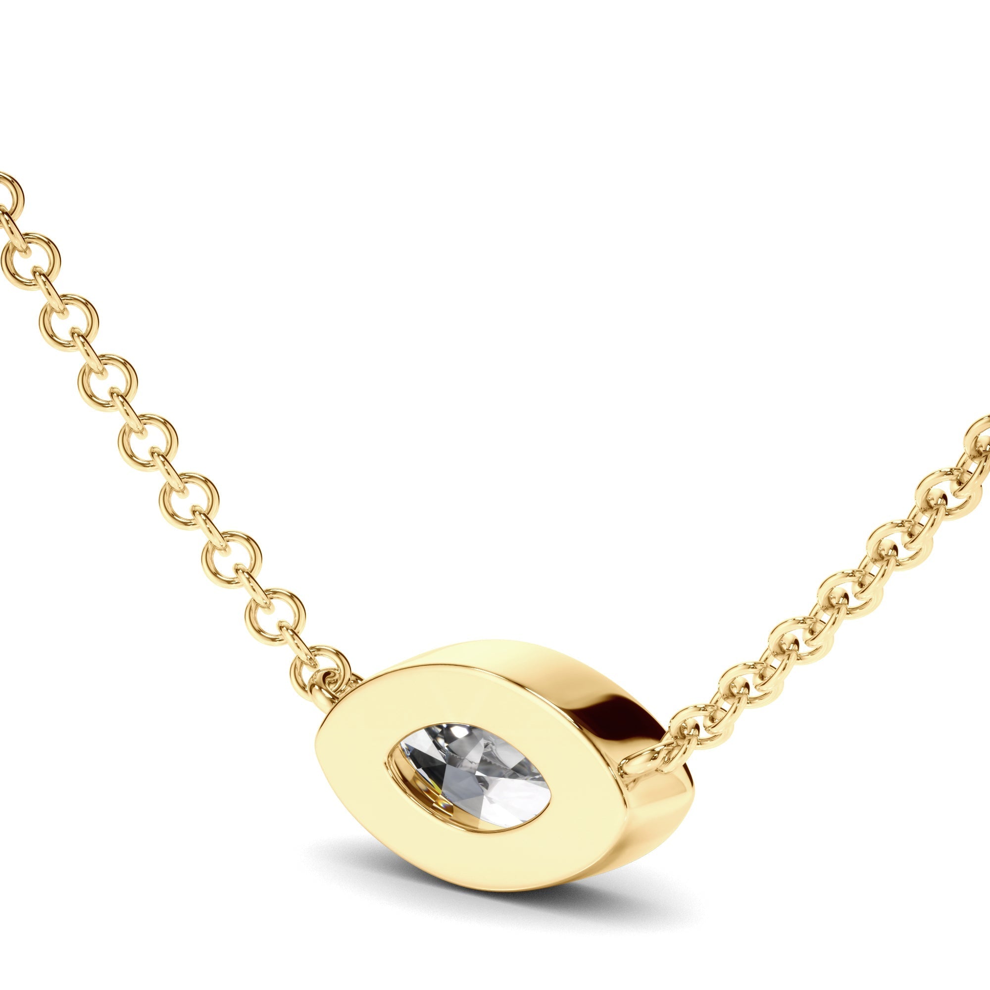 East West Marquise Cut Diamond Bezel Set Solitaire Necklet