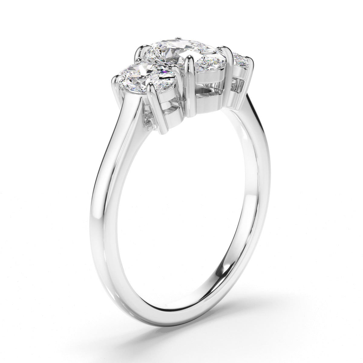 Oval Cut Diamond Trilogy Engagement Ring