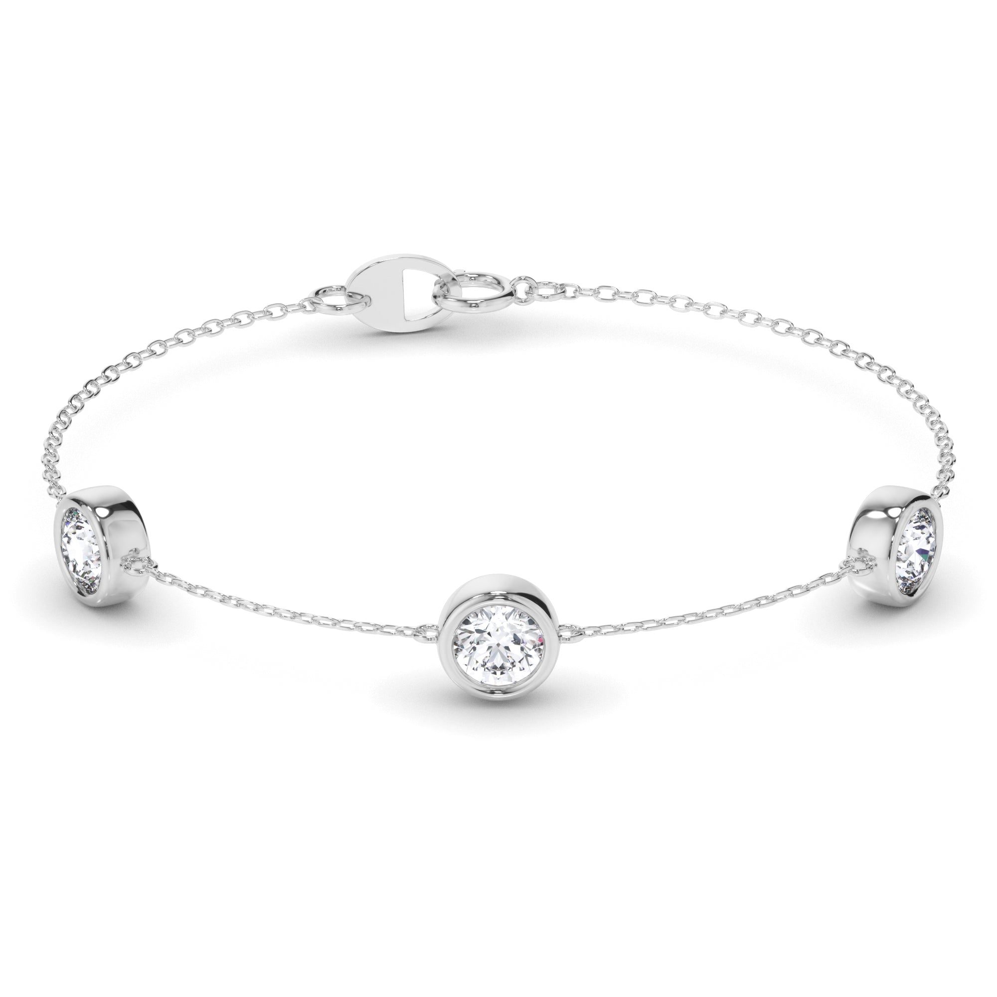 Round Brilliant Cut 3-Stone Laboratory Grown Diamond Bracelet