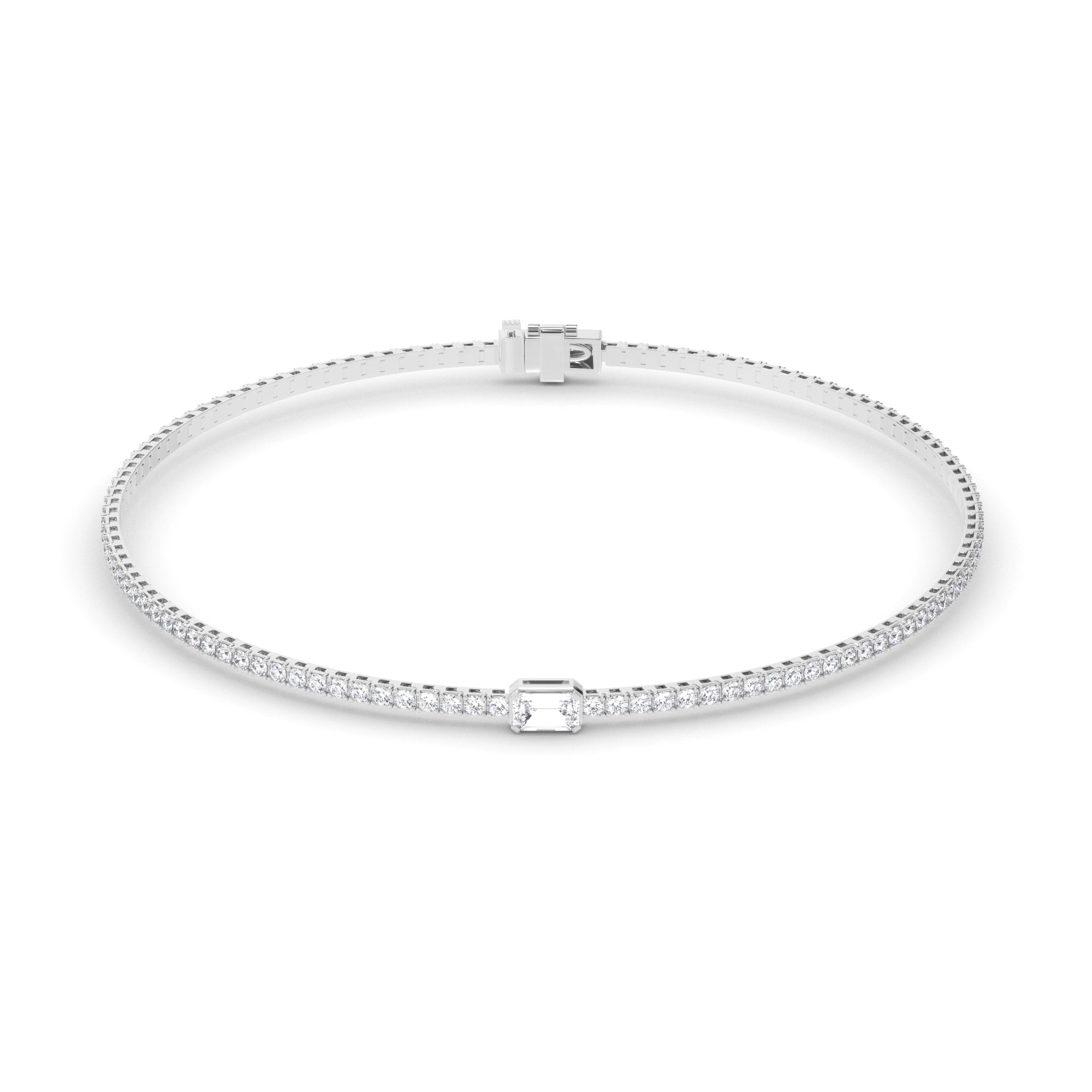 Emerald Cut Solitaire Laboratory Grown Diamond Tennis Bracelet