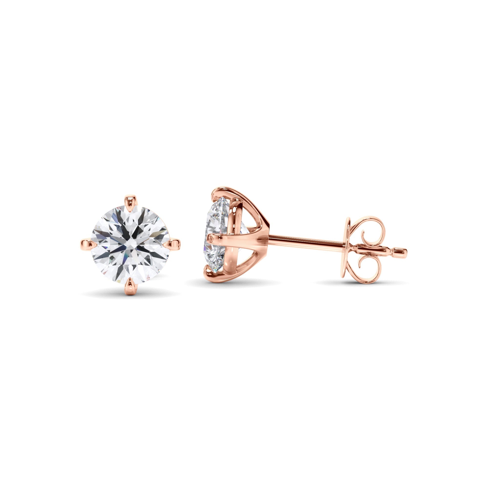 Round Brilliant Cut Diamond Stud Earrings