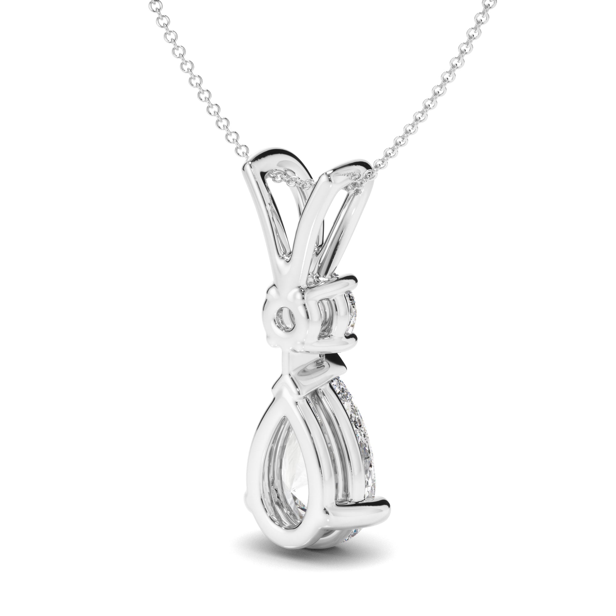 Pear & Round Brilliant Cut Diamond Drop Pendant