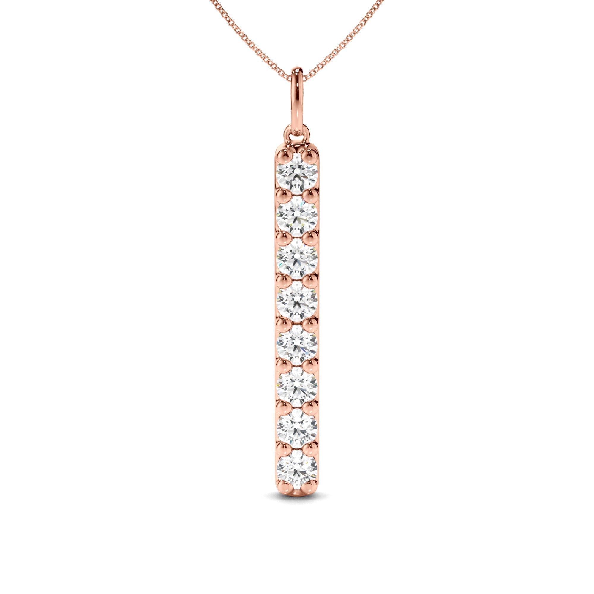 Round Brilliant Cut Diamond Drop Bar Pendant