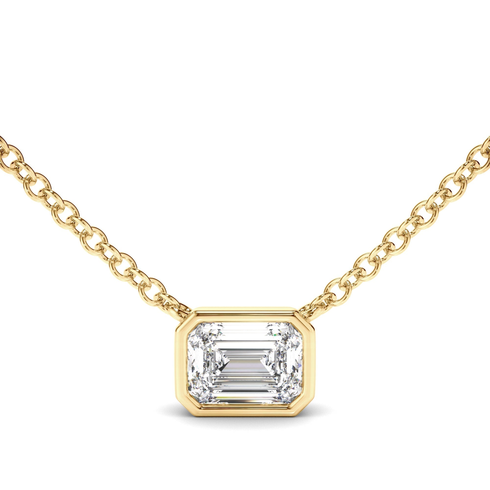 Emerald Cut Diamond Bezel Set Necklet
